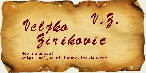 Veljko Ziriković vizit kartica